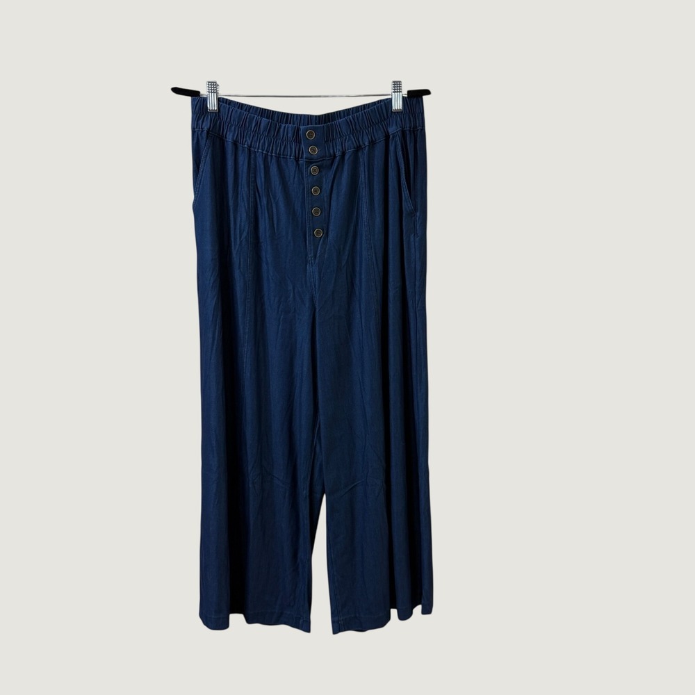 NWT Halara Wide Leg Pants Blue L Regular Boho Coastal Fall Layering Lagenlook